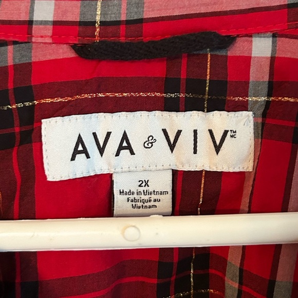 Ava & Viv Red Plaid Shirt - Picture 6 of 10